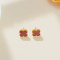 Burgundy Van Cleef Inspired Earrings