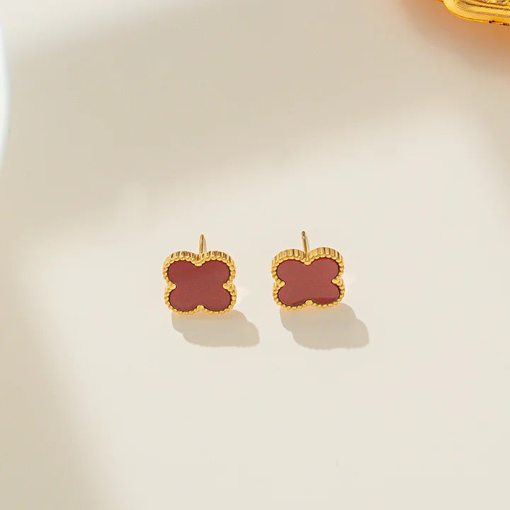 Burgundy Van Cleef Inspired Earrings