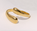 Water Drop Open Ring 18K Gold Plated