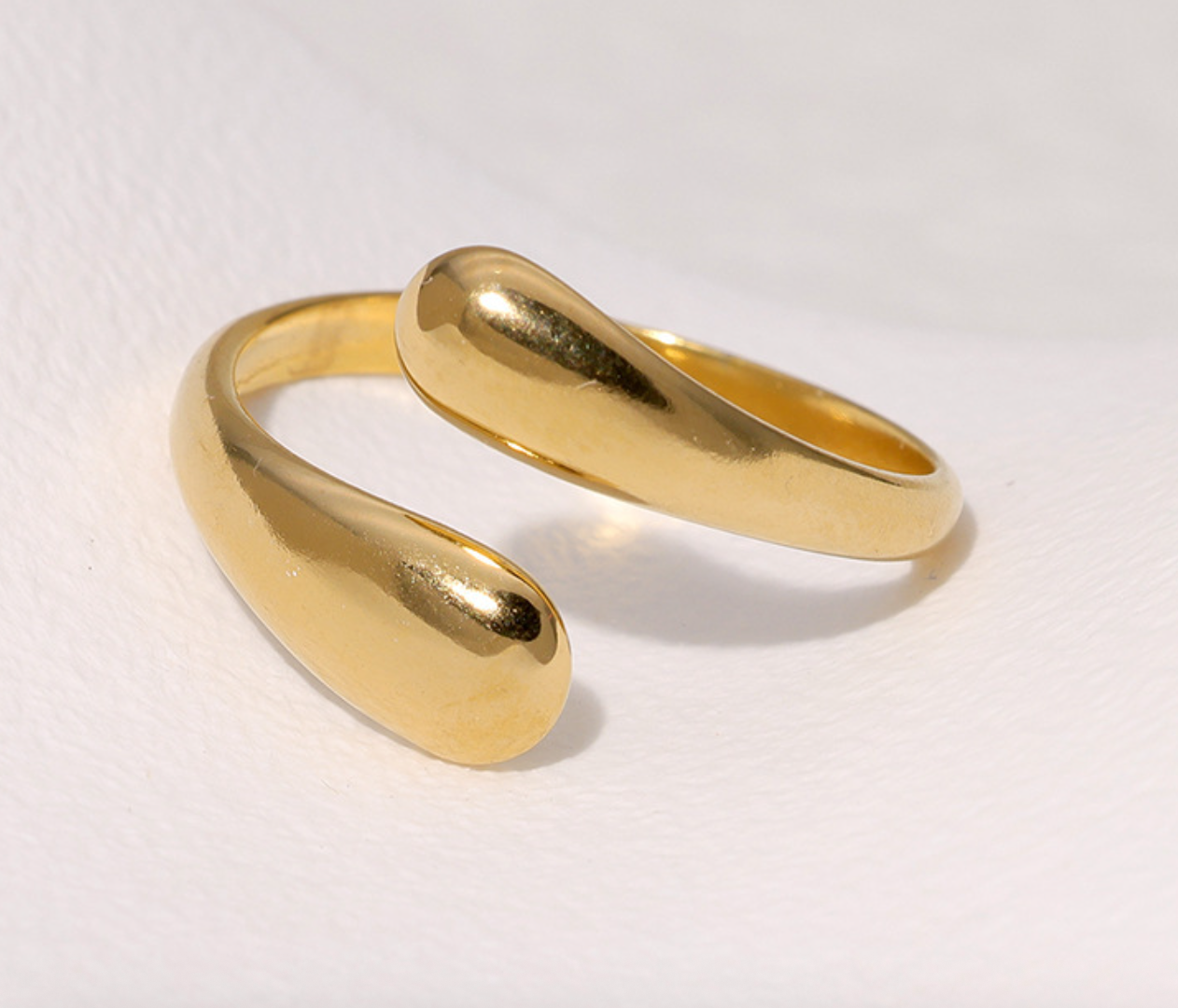 Water Drop Open Ring 18K Gold Plated